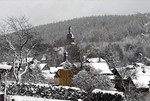 Winter 2007 Blick auf den Kirchturm Foto B. Fricke
